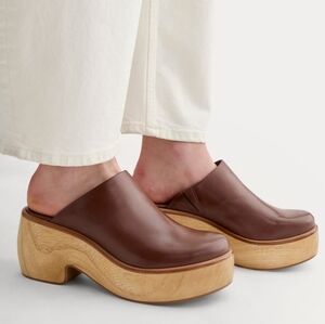 Brown Leather Clogs